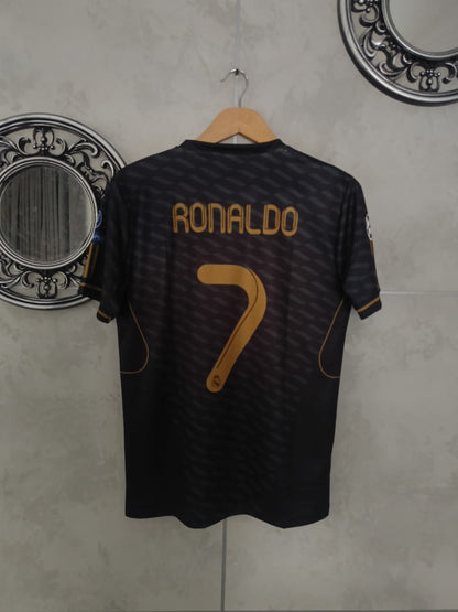 Real Madrid 2011–12 Away – Ronaldo Edition (Half Sleeve, Embroidered Crest) ⚫🐐⚽ (Copy)