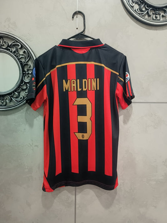 AC Milan Home – Maldini Edition (Half Sleeve, Embroidered, Collared Classic) 🔴⚫🛡️ (Copy)