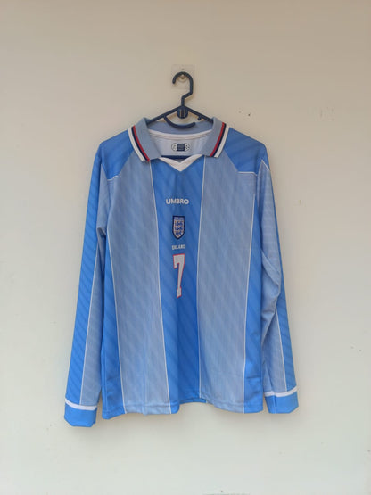 Beckham England Away Full-Sleeve Jersey – Premium Collar & Embroidery Logo