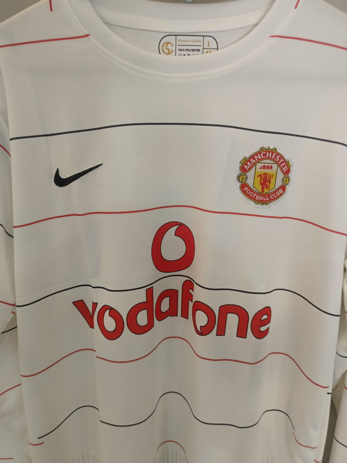 PREMIUM QUALITY RONALDO Manchester United 2002-2003 HOME Vodafone Retro EMBROIDERY LOGO Jersey