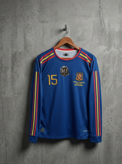 SPAIN 2010 AWAY SERGIO RAMOS WORLD CUP FULL SLEEVE EMBROIDERY [[[A100]]](("FSRNE"))