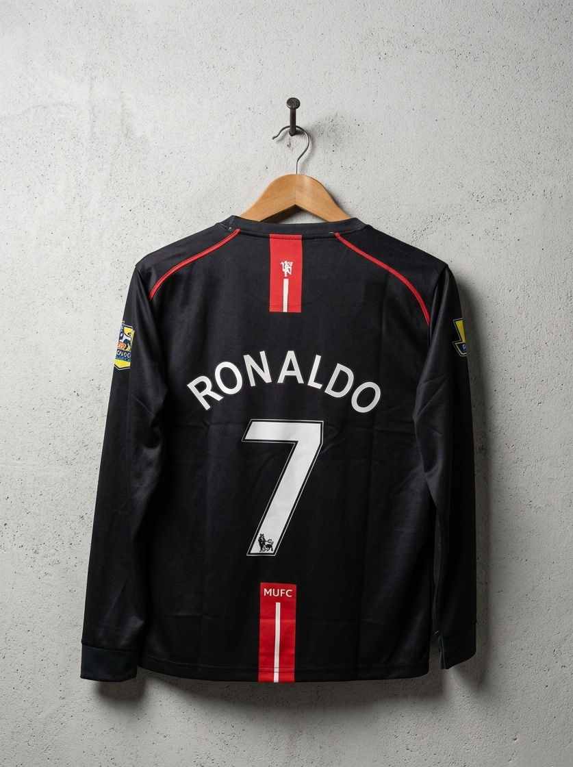Manchester UTD 2007-08 Away Full Sleeve Embroidery  Ronaldo [[[A016]]] (("FSRNE"))
