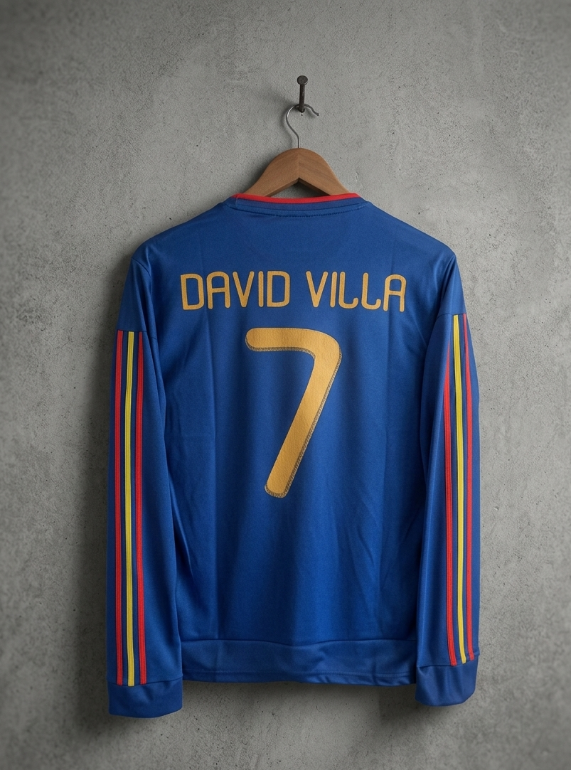 SPAIN 2010 AWAY DAVID VILLA WORLD CUP FULL SLEEVE EMBROIDERY [[[A017]]] (("FSRNE"))