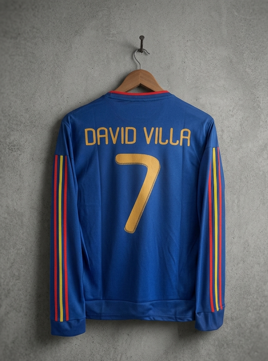 SPAIN 2010 AWAY DAVID VILLA WORLD CUP FULL SLEEVE EMBROIDERY [[[A017]]] (("FSRNE"))