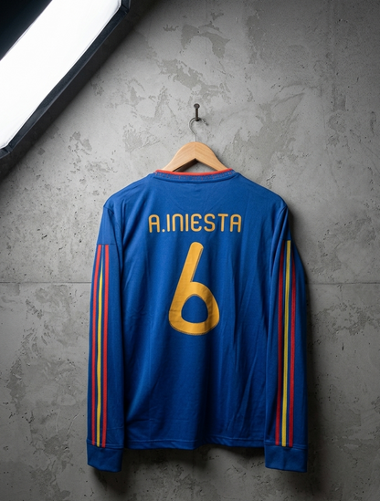 SPAIN 2010 AWAY WORLD CUP FULL SLEEVE EMBROIDERY INIESTA (("FS RN EMBROIDERY''))