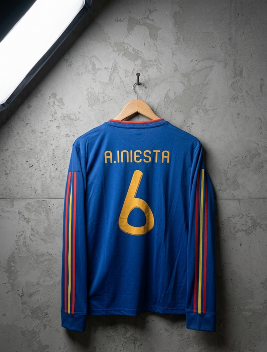 SPAIN 2010 AWAY WORLD CUP FULL SLEEVE EMBROIDERY INIESTA (("FS RN EMBROIDERY''))