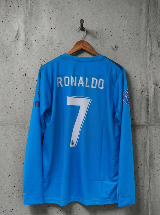 RONALDO BYCYCLE KICK REAL MADRID 2018 THIRD RONALDO FINAL JERSEY PREMIUM QUALITY EMROIDERY LOGO JERSEY (Copy)