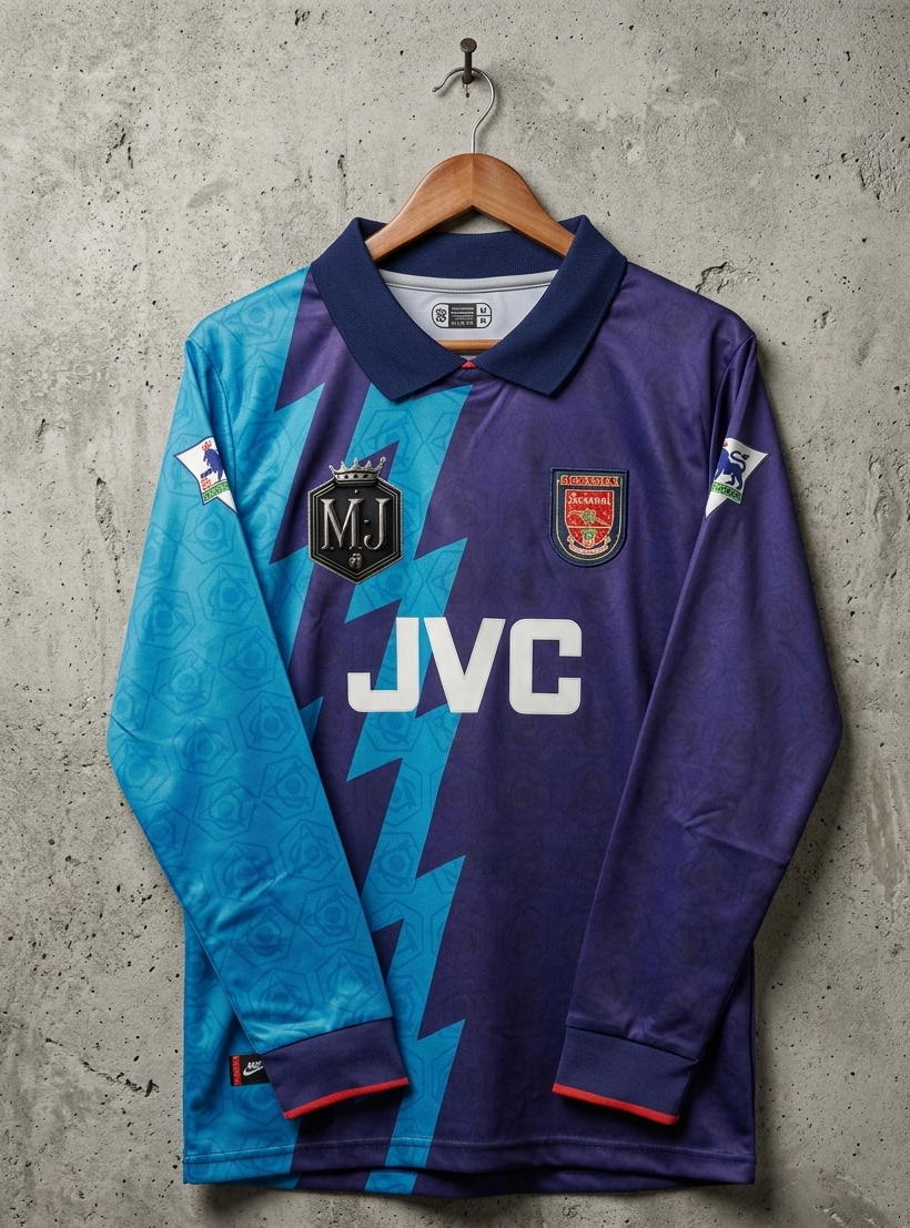 "ARSENAL 1995/96 AWAY KIT (BERGKAMP) FULL SLEEVE COLLAR EMBROIDERY  [[[A006]]] (("FSCLE"))