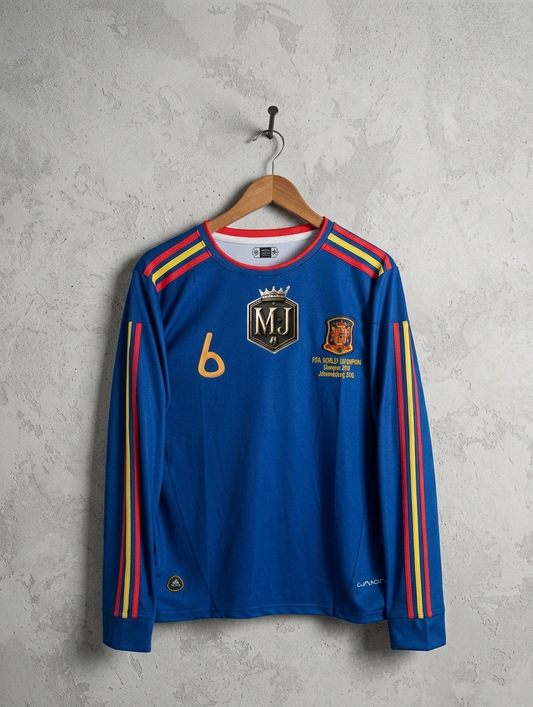 SPAIN 2010 AWAY WORLD CUP FULL SLEEVE EMBROIDERY INIESTA (("FS RN EMBROIDERY''))