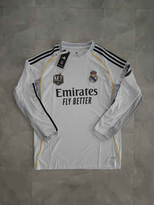 Real Madrid 2025–26 Home Kit – Legends Edition (Full Sleeve, Embroidered Premium, No Backprint) ⚪👑🏟️ (Copy)