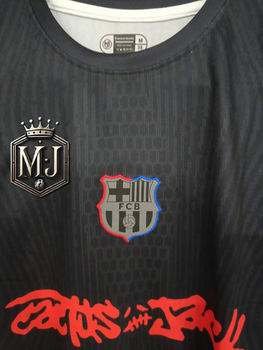 FC Barcelona x Travis Scott – Away Jersey (Limited Edition, Embroidered, Plain Back) 🖤🌵🔵🔴
