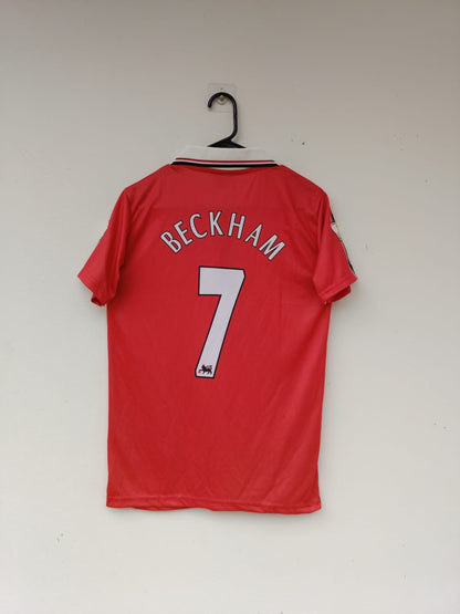 Manchester United 1998–99 Home – Beckham Edition zip collar(Retro, Half Sleeve, Embroidered) 🔴⚽👑 (Copy)