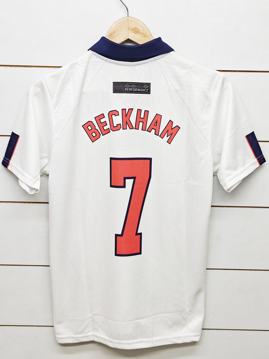 England Beckham Home 1998 - Retro Shirt Half Sleeves & Embroidery[[[A026]]](("HSCLE"))