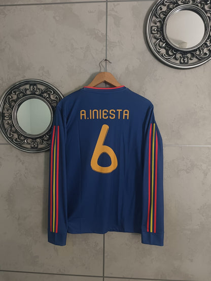 SPAIN 2010 AWAY WORLD CUP FULL SLEEVE EMBROIDERY INIESTA (("FS RN EMBROIDERY''))