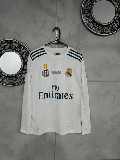 Real Madrid 2017–18 Home – Ronaldo Edition (Half Sleeve, Embroidered Premium) ⚪🐐🏆 (Copy)