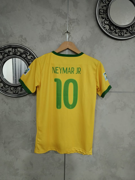 Brazil World Cup Jersey – Neymar Jr. Edition (Half Sleeve, Embroidered Crest & Number) 🟡💚⭐ (Copy)