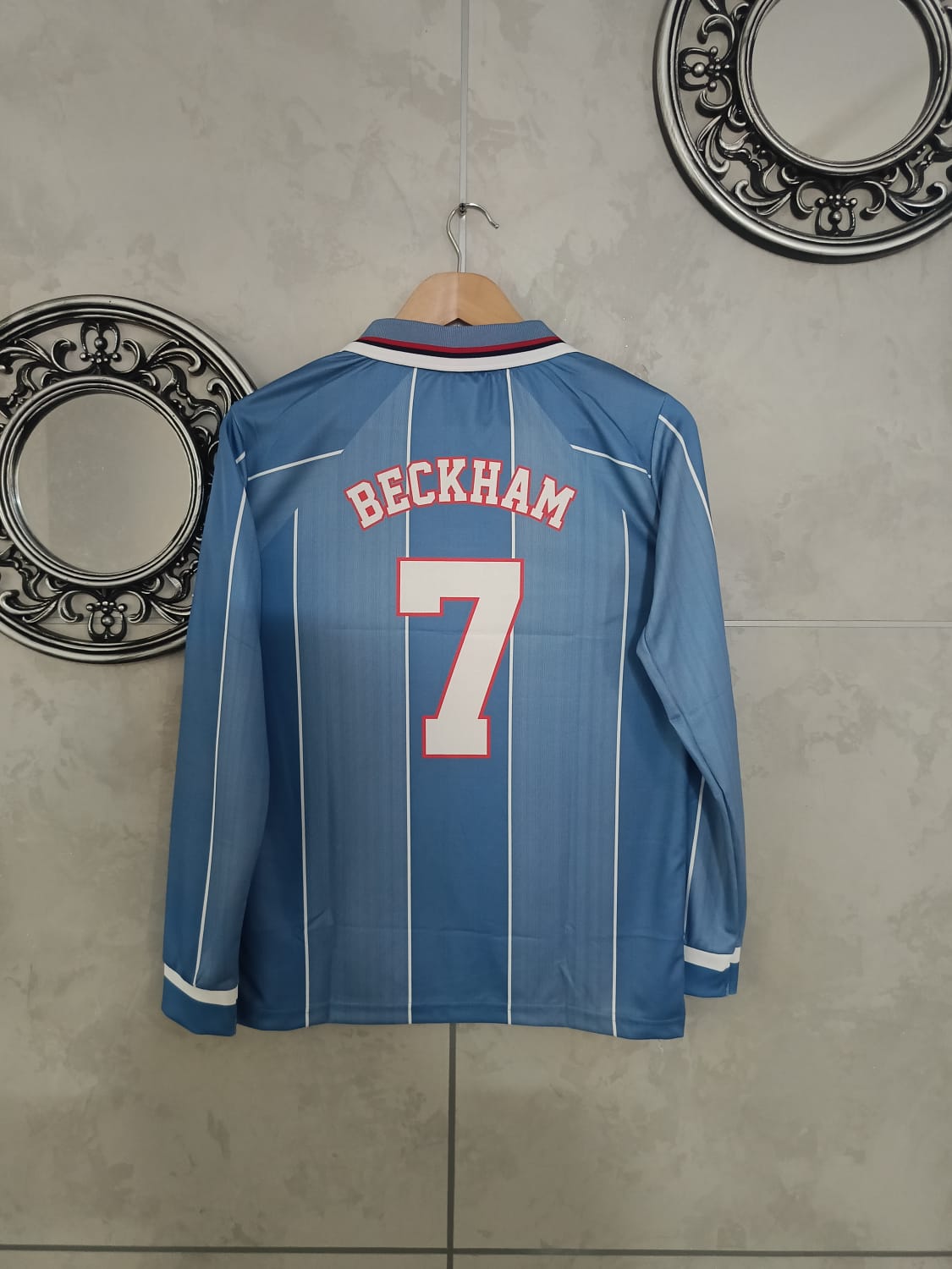1998 BECKHAM ENGLAND AWAY KIT EMBROIDERY(("FS COLLER EMBROIDERY"))